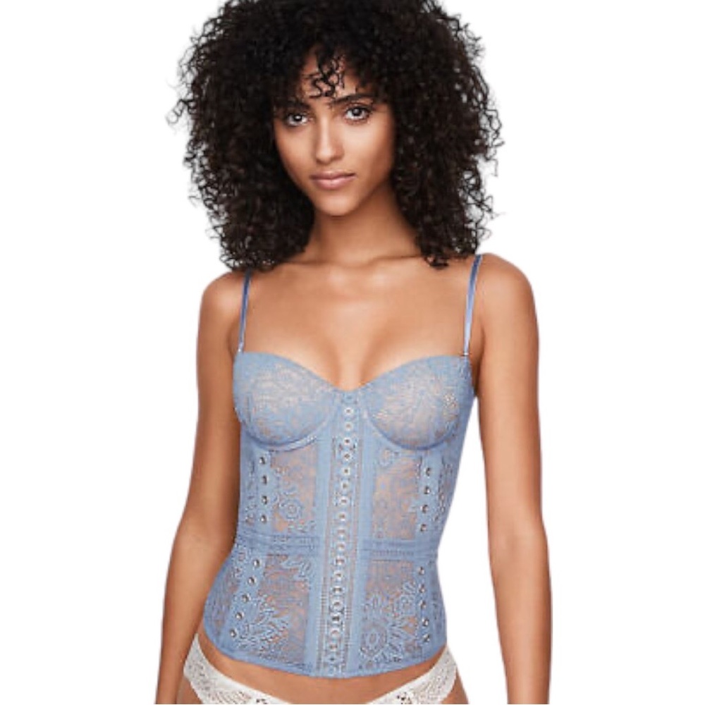 Victoria's Secret VS Periwinkle Lingerie Bustier Corset Bra Top Size 36C